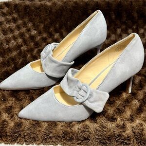 Nine West Malena Pointed Toe Pump Light Blue Suede | Size 6